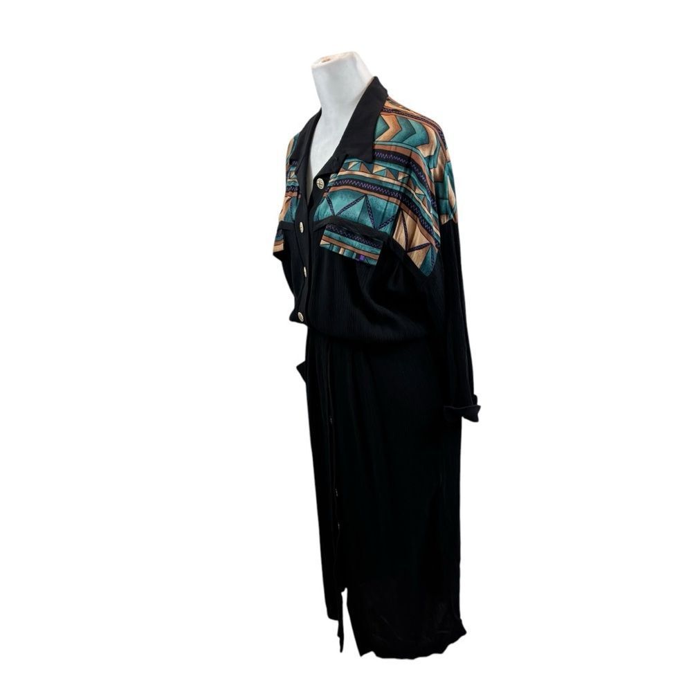 Vintage Stuart Alan Southwest Print Button Down Shirt Dress Size 14 Made in USA‎